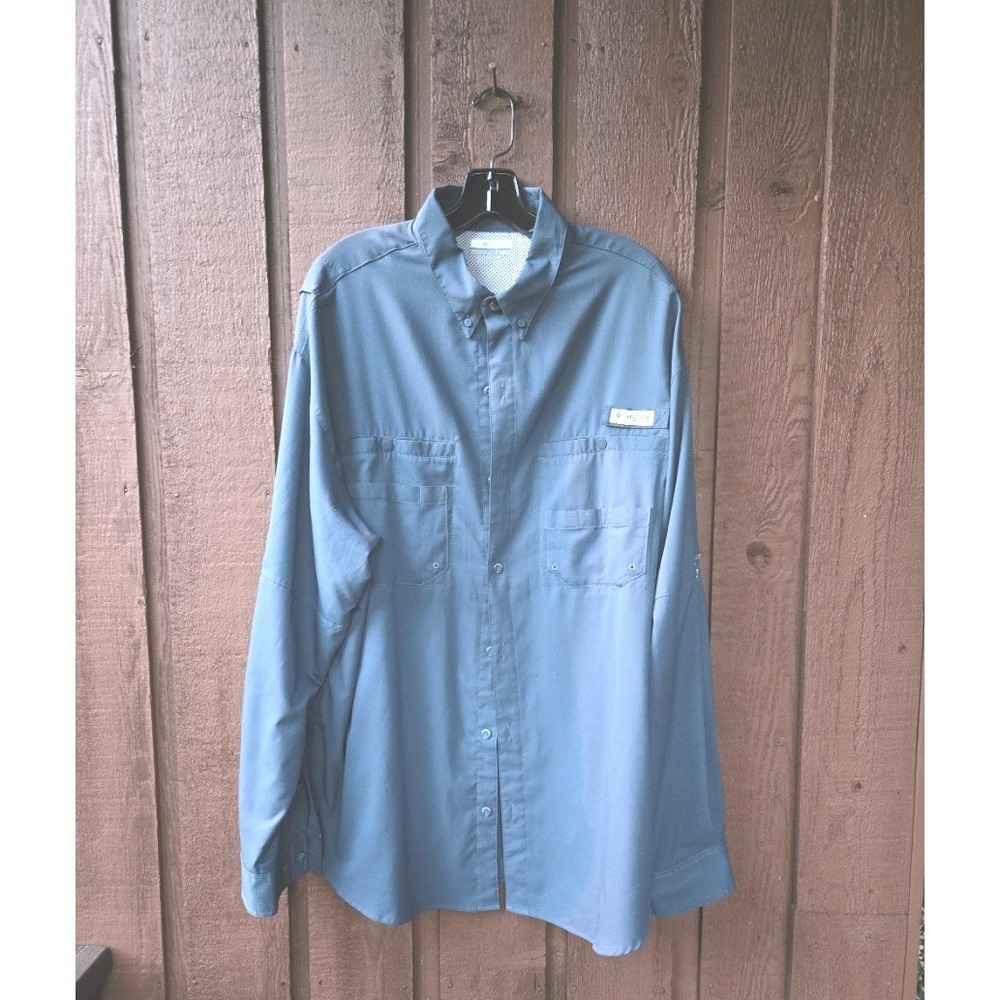 Columbia PFG Men's‎ XL Long Sleeve Blue Fishing Shirt Omni-Shade Bahama